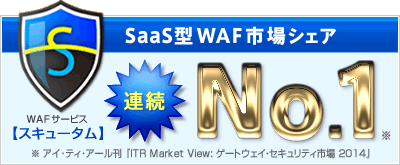 SaaS型WAF製品市場シェア2年連続No.1