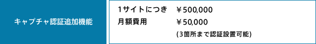 「キャプチャ認証追加機能」料金表